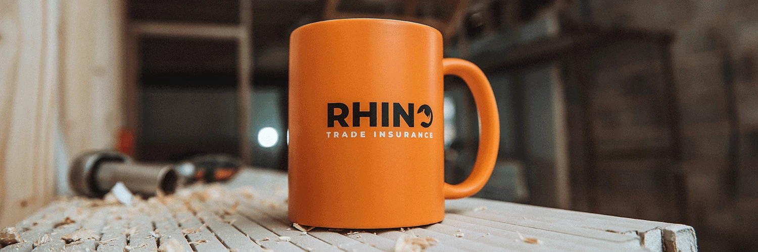 rhino mug on building site